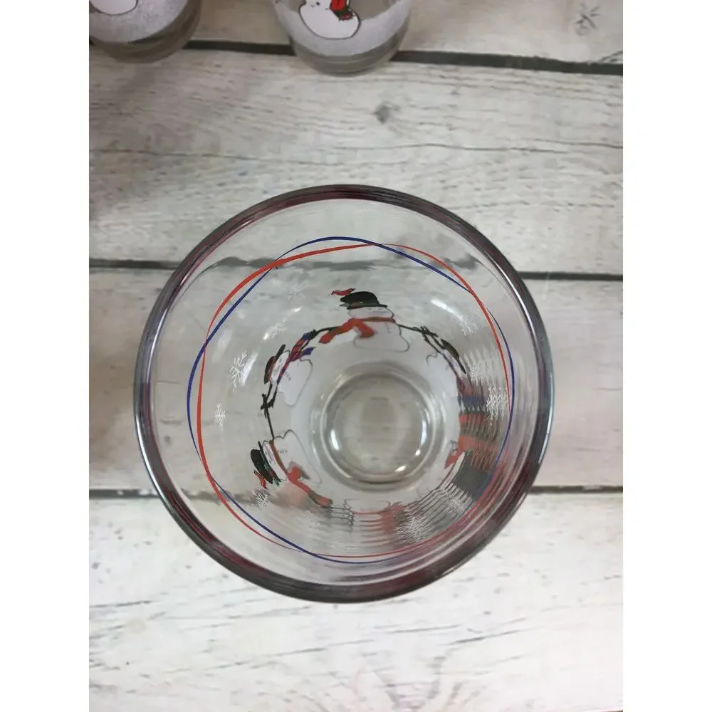 KIG Set of 4 Vintage Snowman Tea Water Drinking Glasses Tumblers Barware